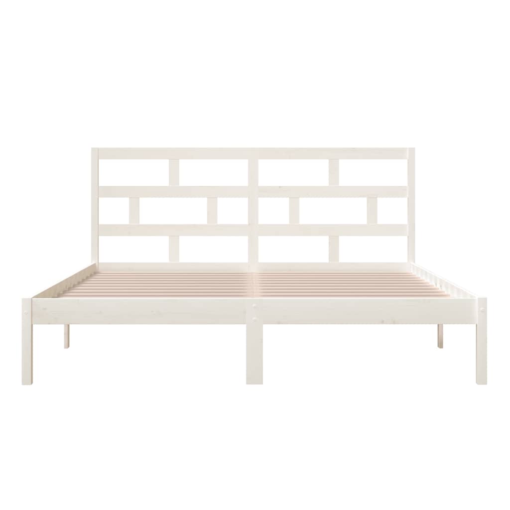 Cadre de lit sans matelas blanc bois massif 160x200 cm - XIOS