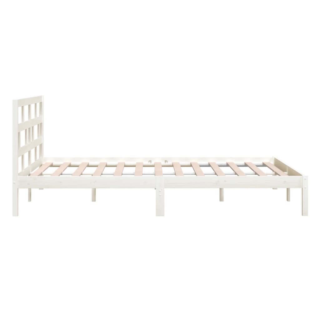 Cadre de lit sans matelas blanc bois massif 160x200 cm - XIOS