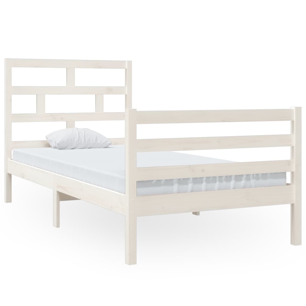 Cadre de lit sans matelas blanc bois massif 90x200 cm - XIOS