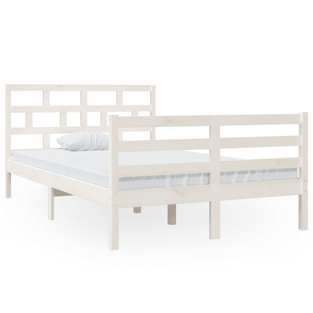 Cadre de lit sans matelas blanc bois massif 120x200 cm - XIOS