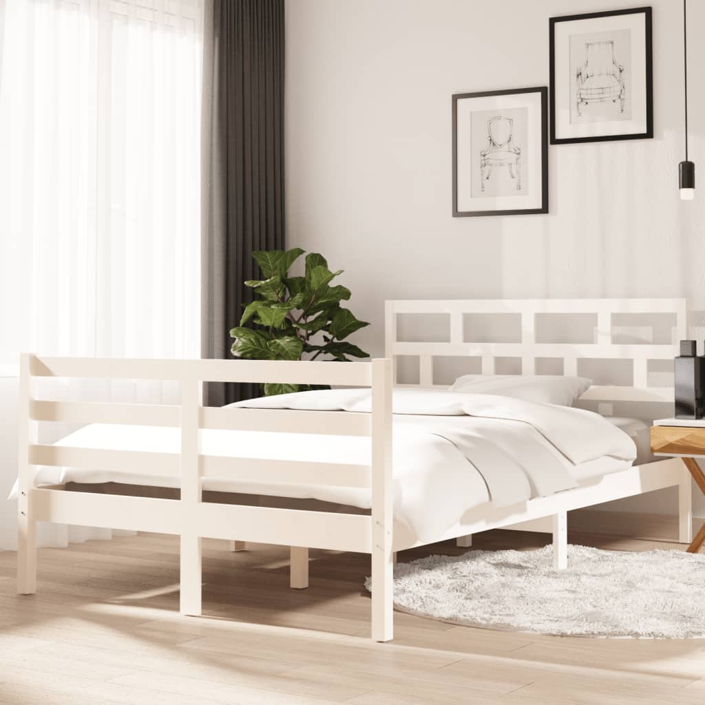 Cadre de lit sans matelas blanc bois massif 120x200 cm - XIOS