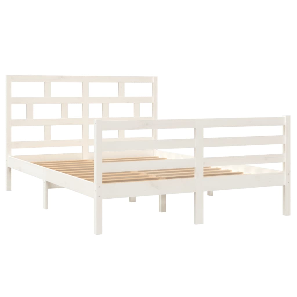 Cadre de lit sans matelas blanc bois massif 140x200 cm - XIOS