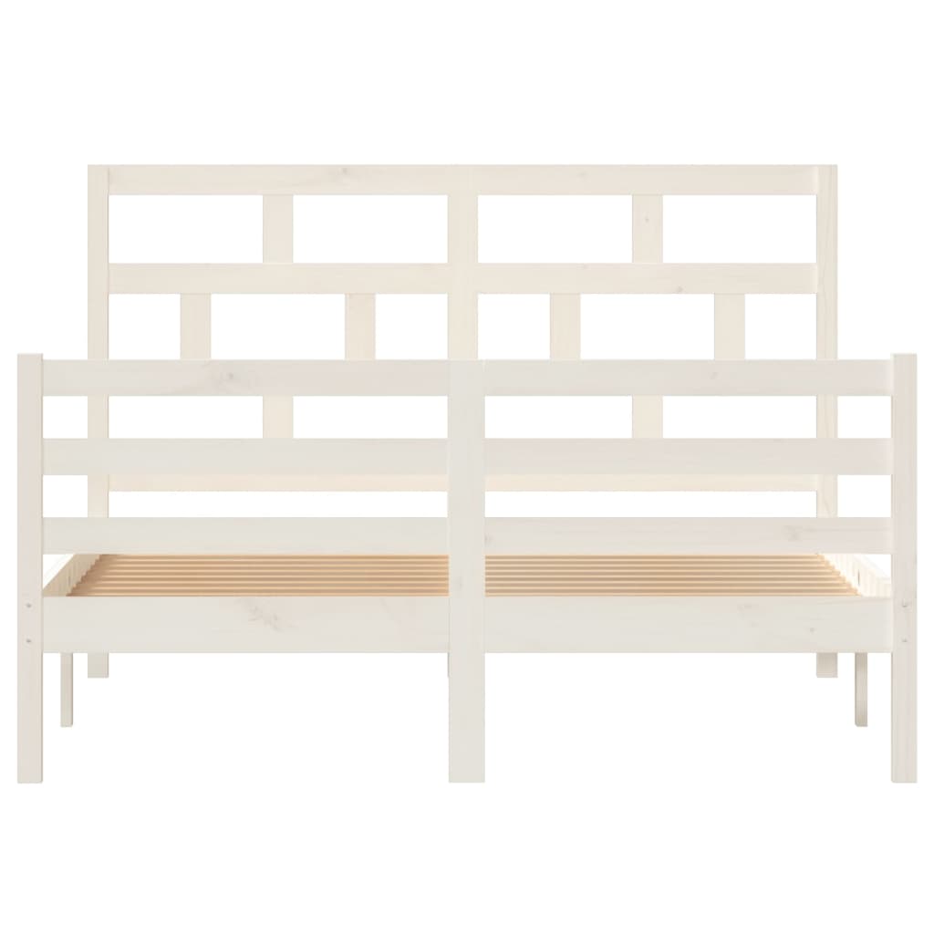 Cadre de lit sans matelas blanc bois massif 140x200 cm - XIOS