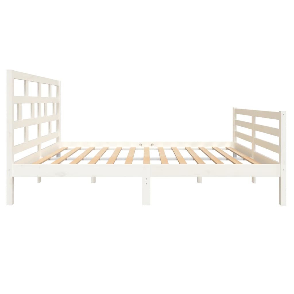 Cadre de lit sans matelas blanc bois massif 140x200 cm - XIOS