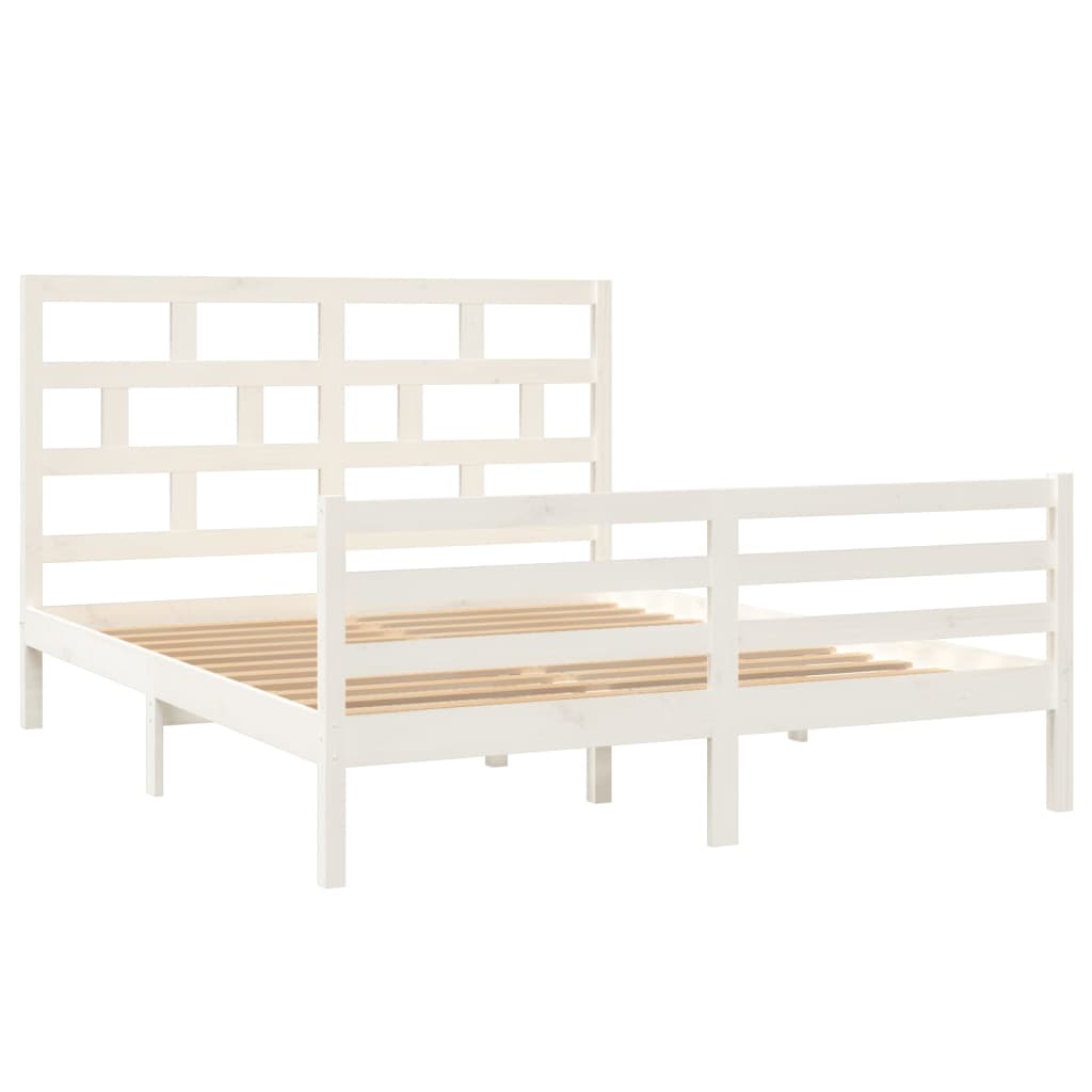 Cadre de lit sans matelas blanc bois massif 160x200 cm