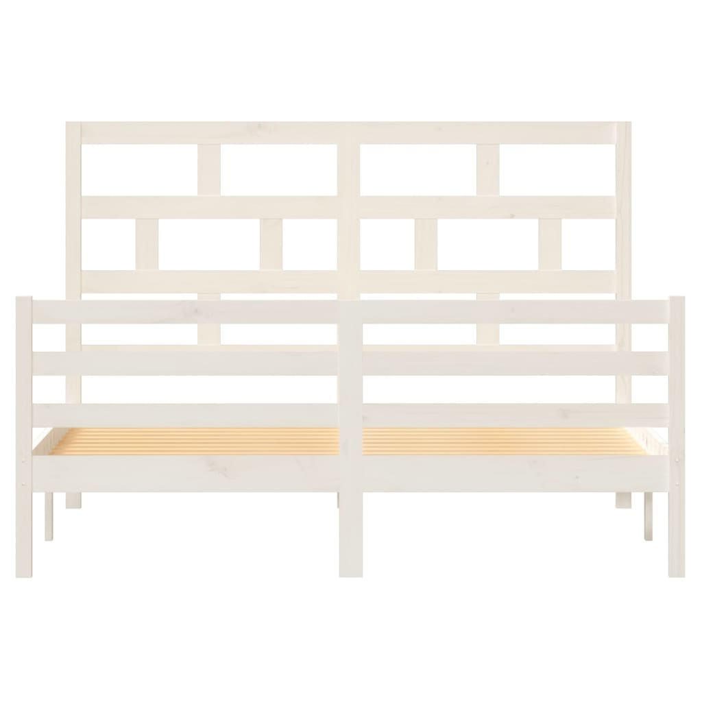 Cadre de lit sans matelas blanc bois massif 160x200 cm