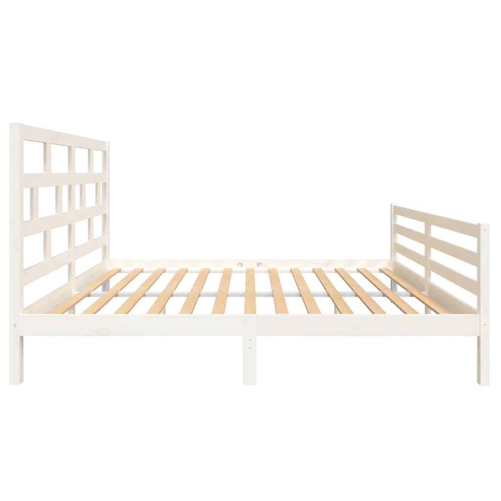 Cadre de lit sans matelas blanc bois massif 160x200 cm