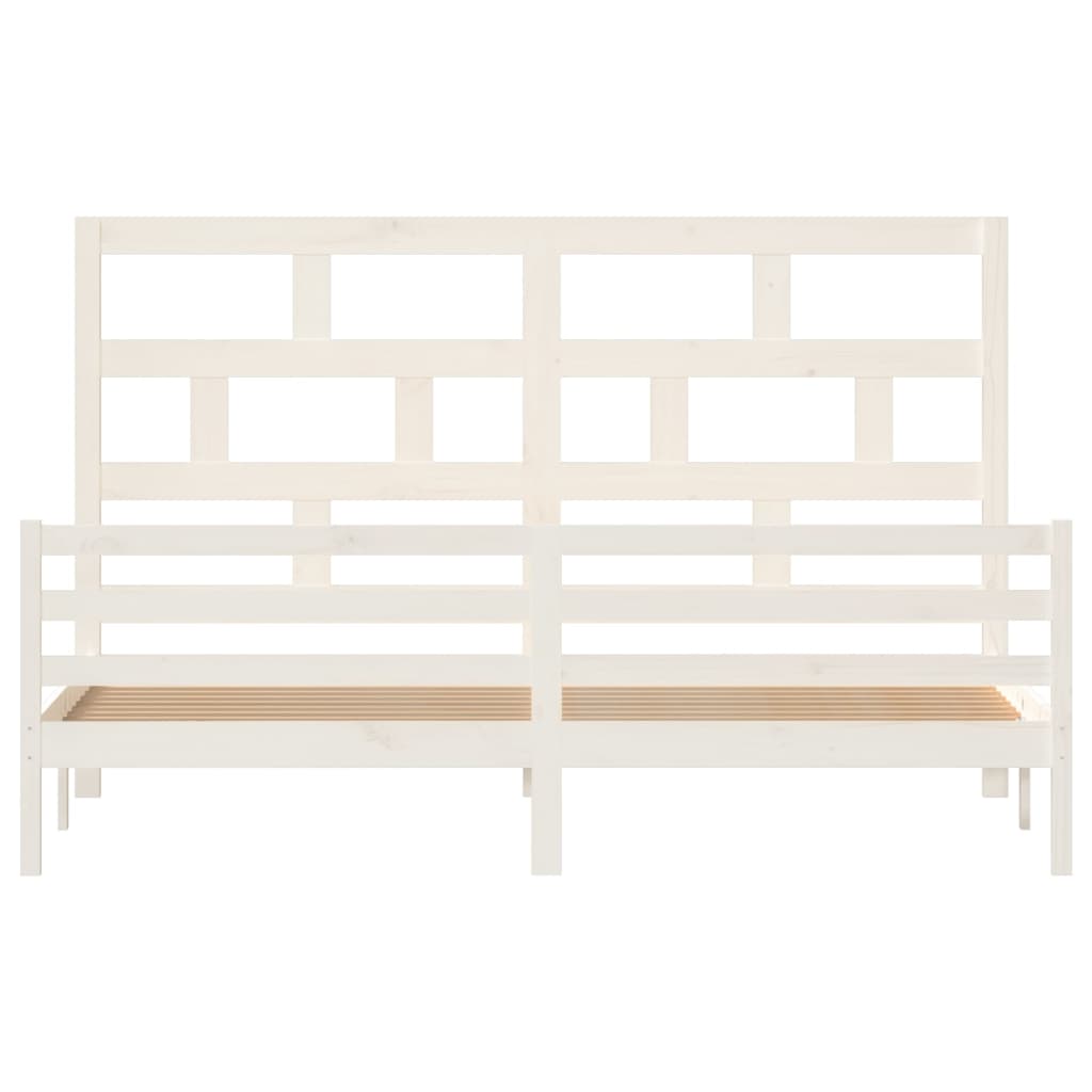 Cadre de lit sans matelas blanc bois massif 200x200 cm - XIOS