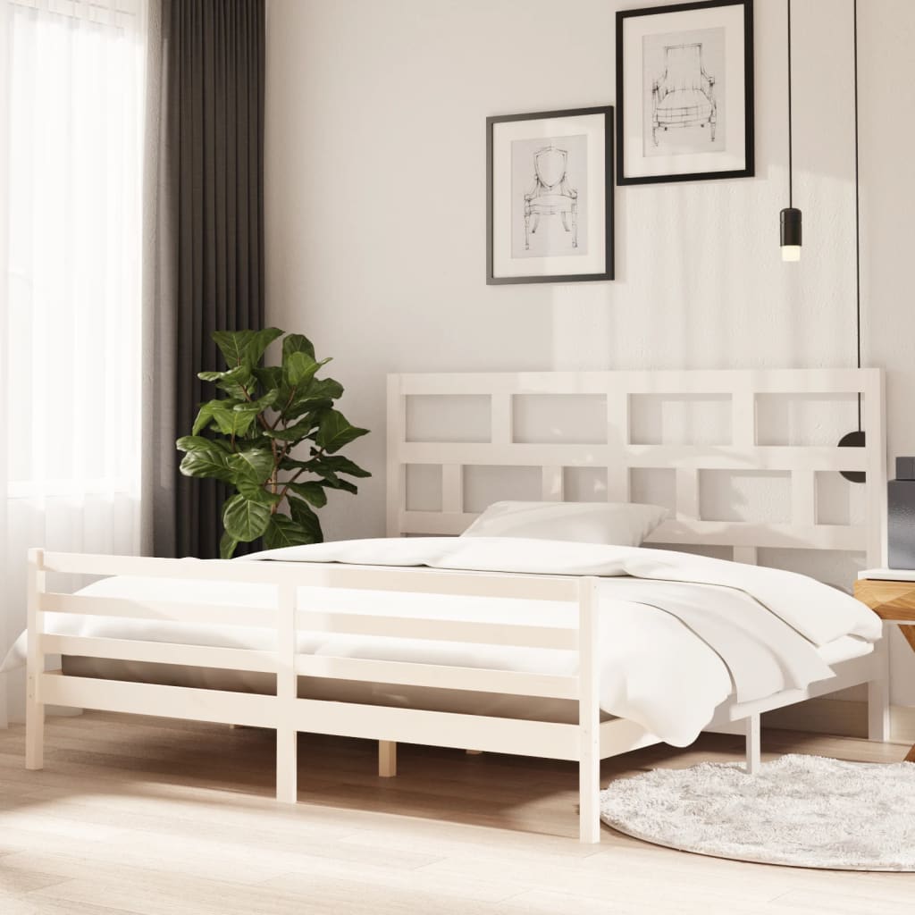 Cadre de lit sans matelas blanc bois massif 200x200 cm - XIOS