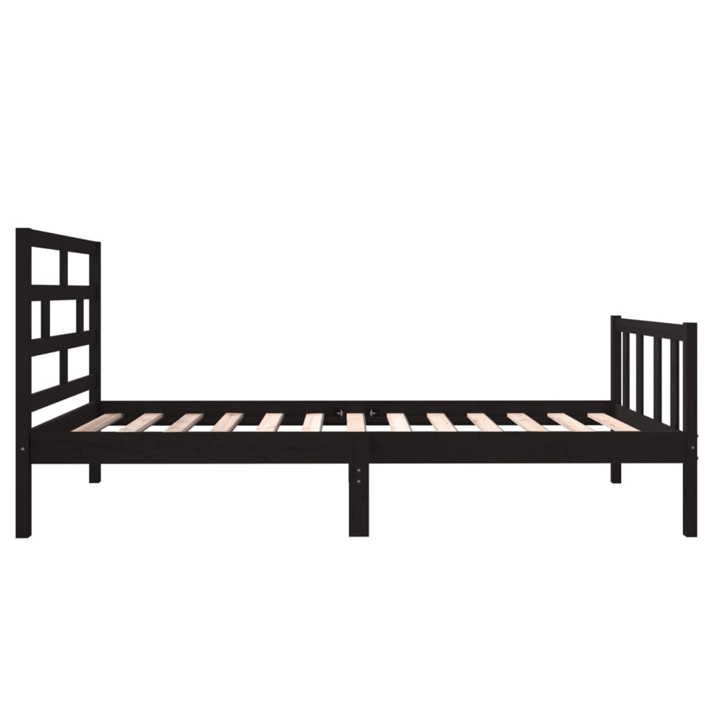 Cadre de lit sans matelas noir bois de pin massif - XIOS