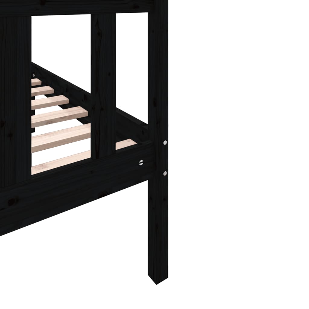 Cadre de lit sans matelas noir bois de pin massif - XIOS