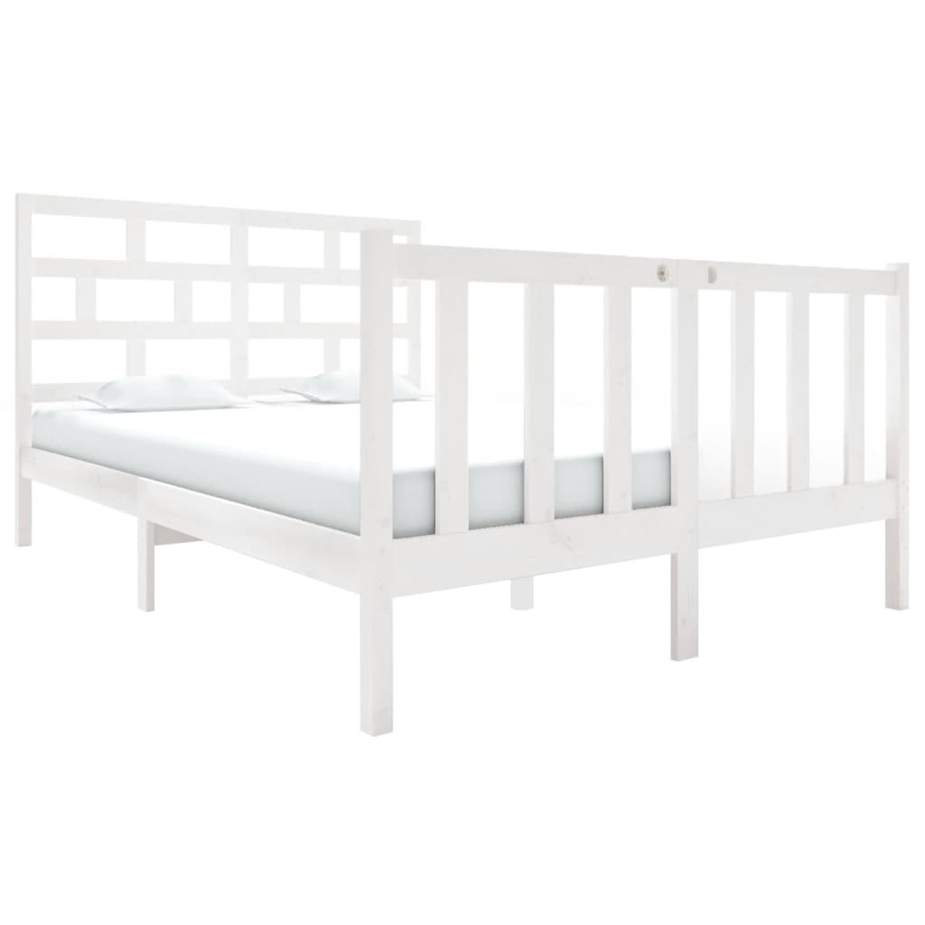 Cadre de lit sans matelas blanc bois de pin massif - XIOS