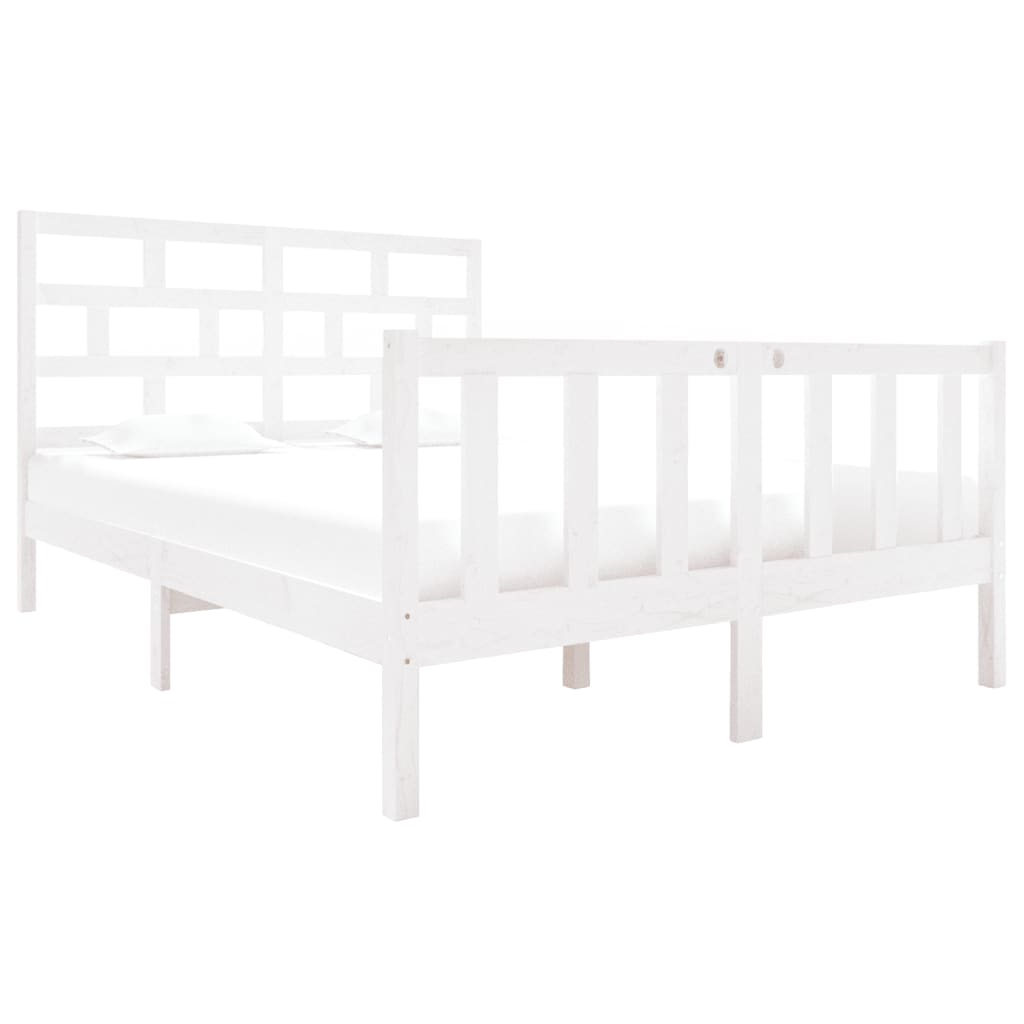 Cadre de lit sans matelas blanc bois de pin massif - XIOS