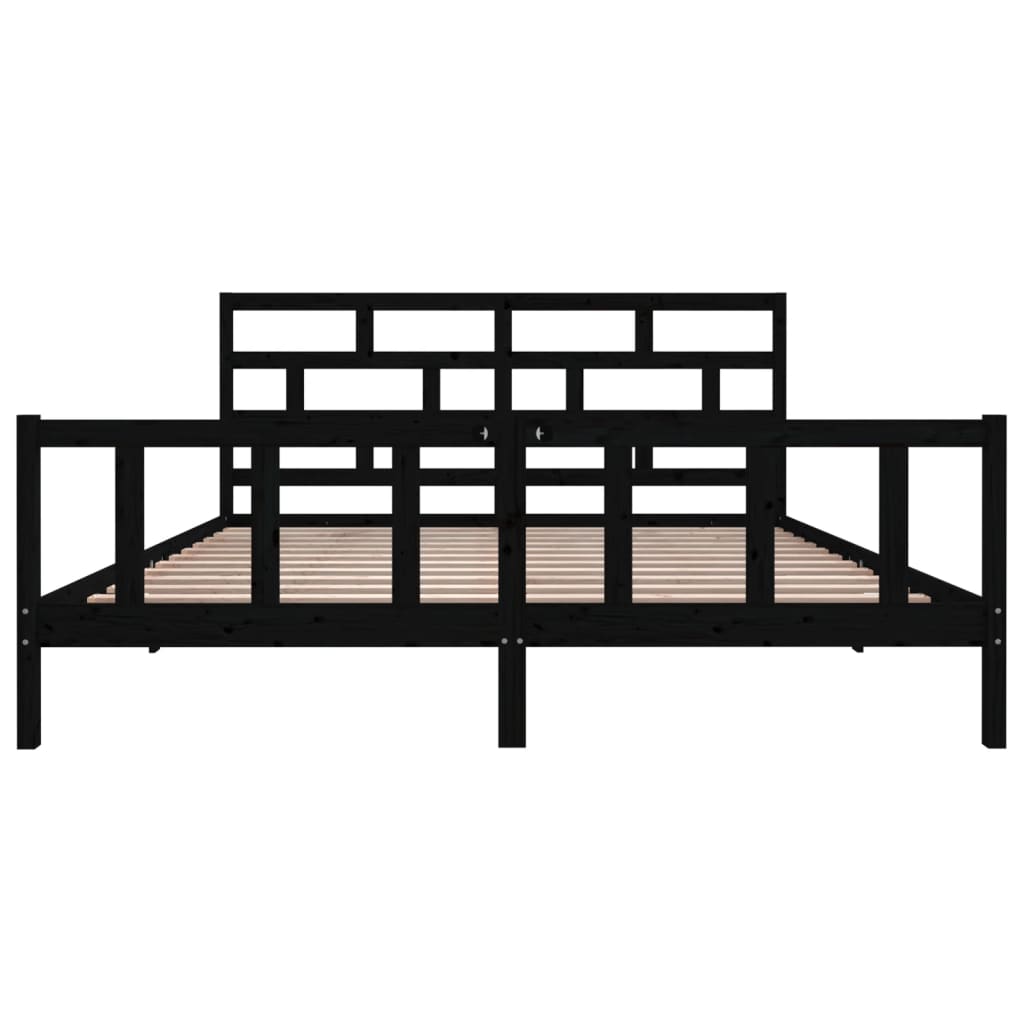 Cadre de lit sans matelas noir bois massif 200x200 cm