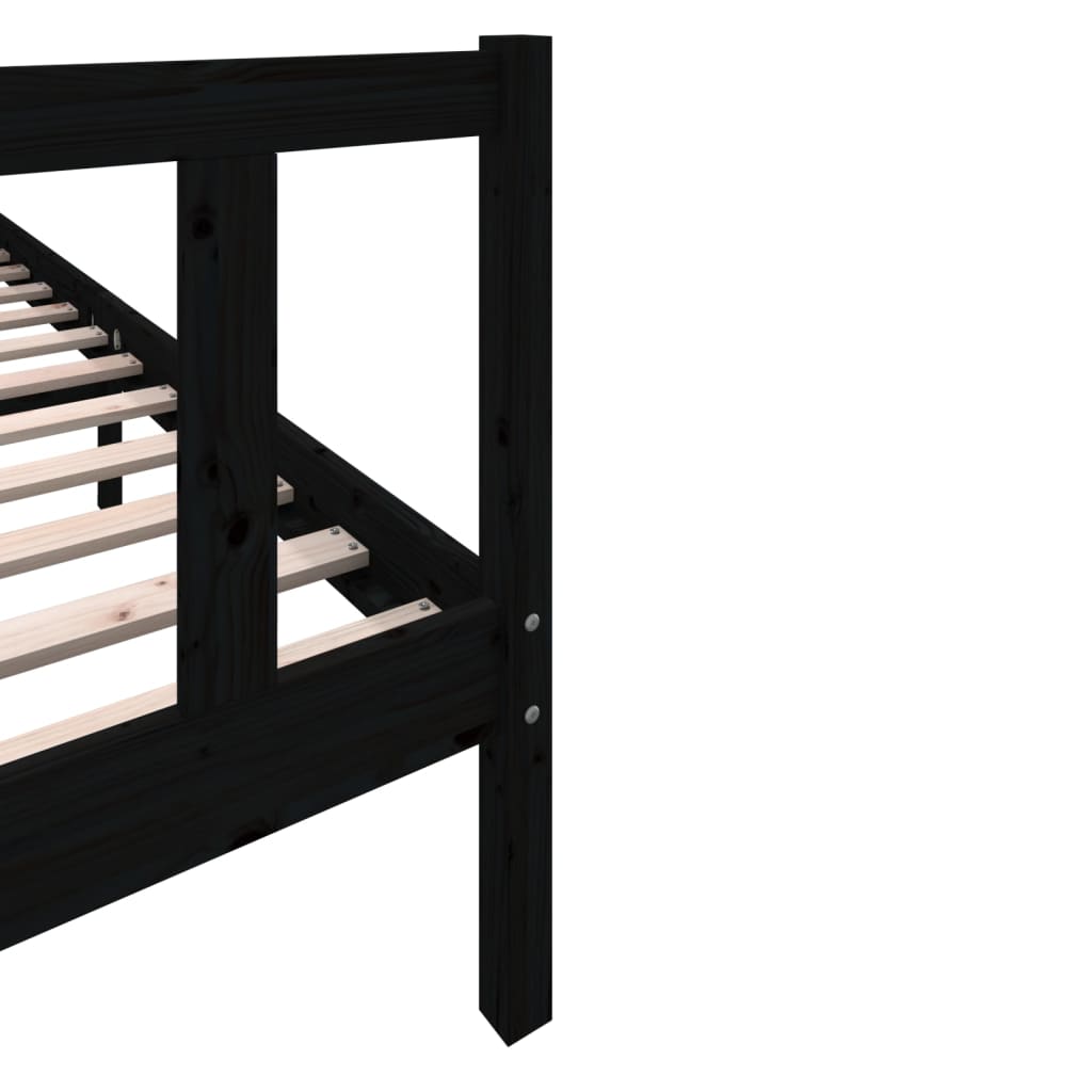 Cadre de lit sans matelas noir bois massif 200x200 cm - XIOS