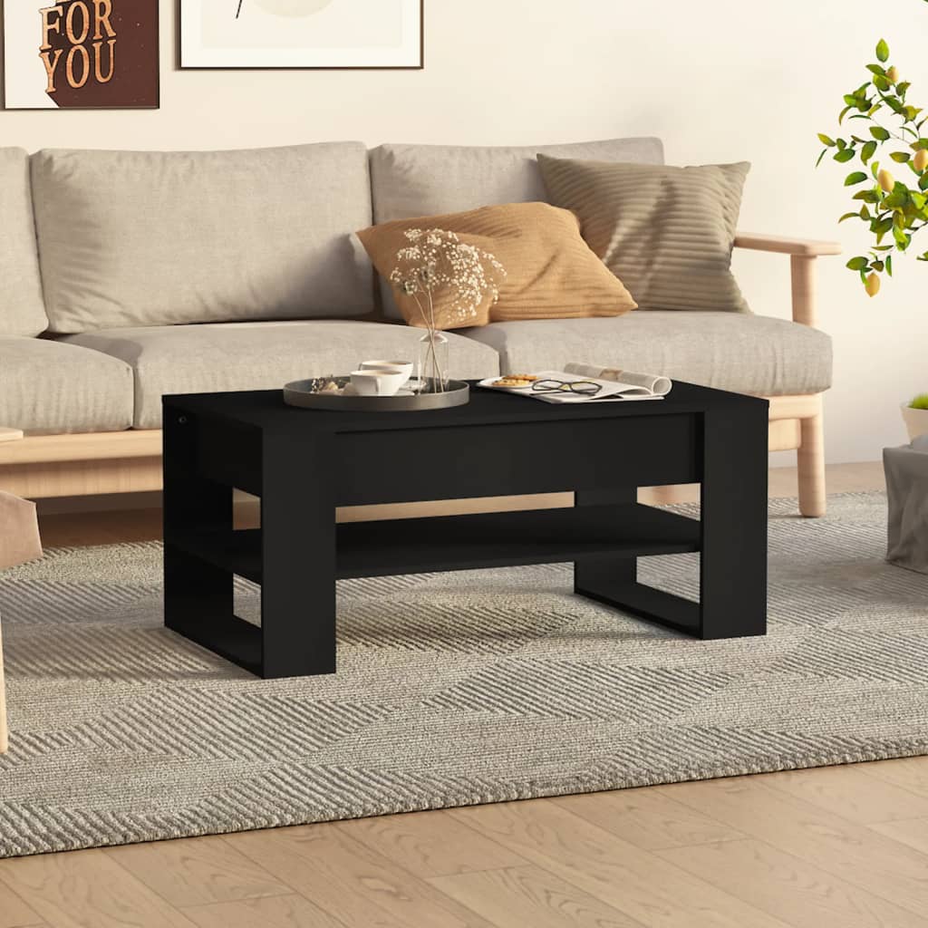 Table basse noir 102x55x45 cm bois d'ingénierie - XIOS