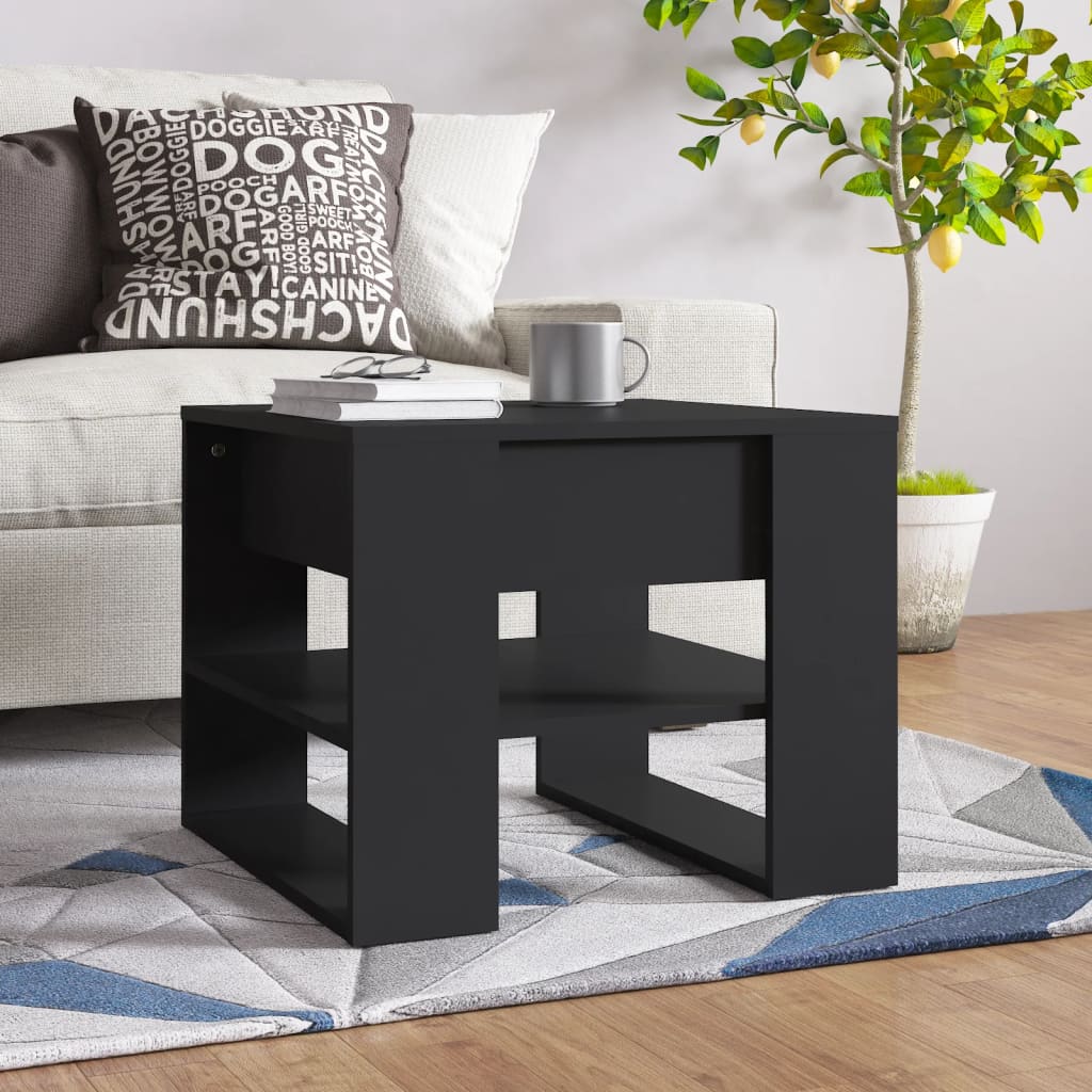 Table basse noir 55,5x55x45 cm bois d'ingénierie - XIOS