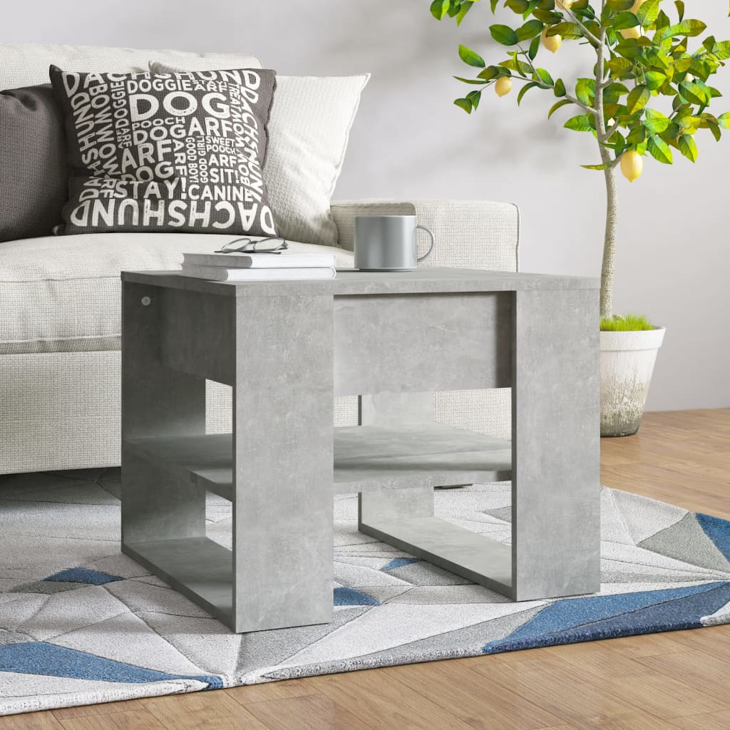 Table basse gris béton 55,5x55x45 cm bois d'ingénierie - XIOS