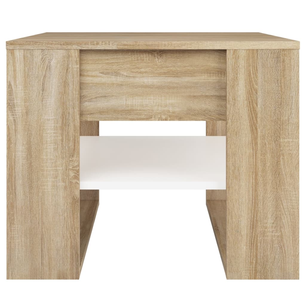 Table basse blanc chêne sonoma 55,5x55x45 cm bois d'ingénierie