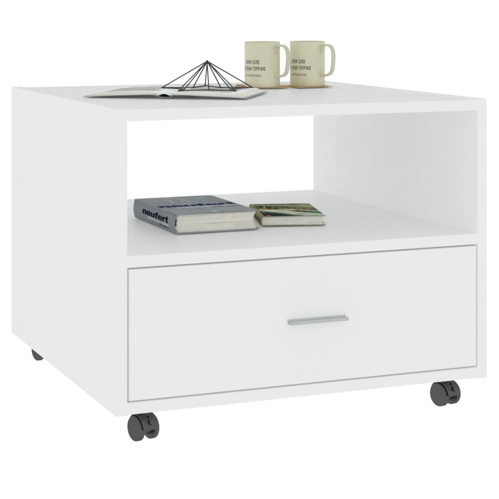 Table basse blanc 55x55x40 cm bois d'ingénierie - XIOS