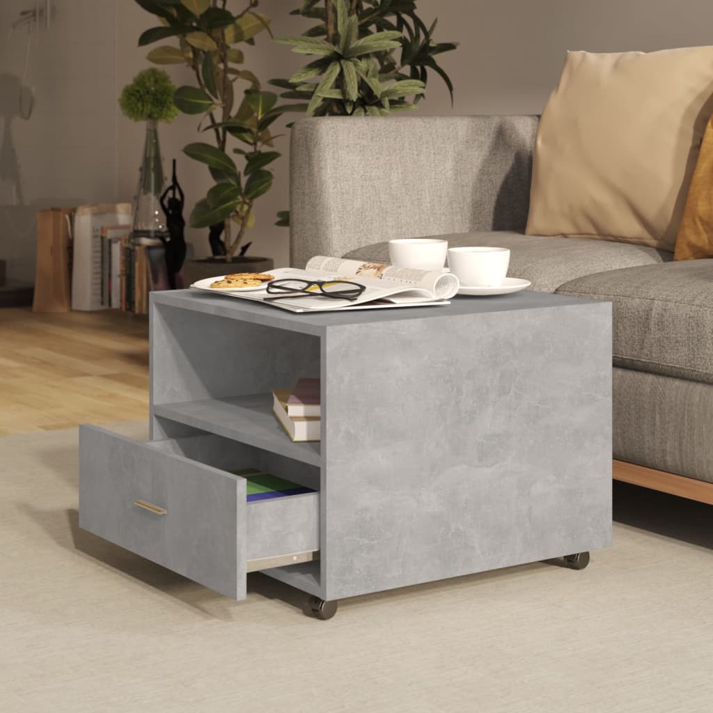 Table basse gris béton 55x55x40 cm bois d'ingénierie - XIOS