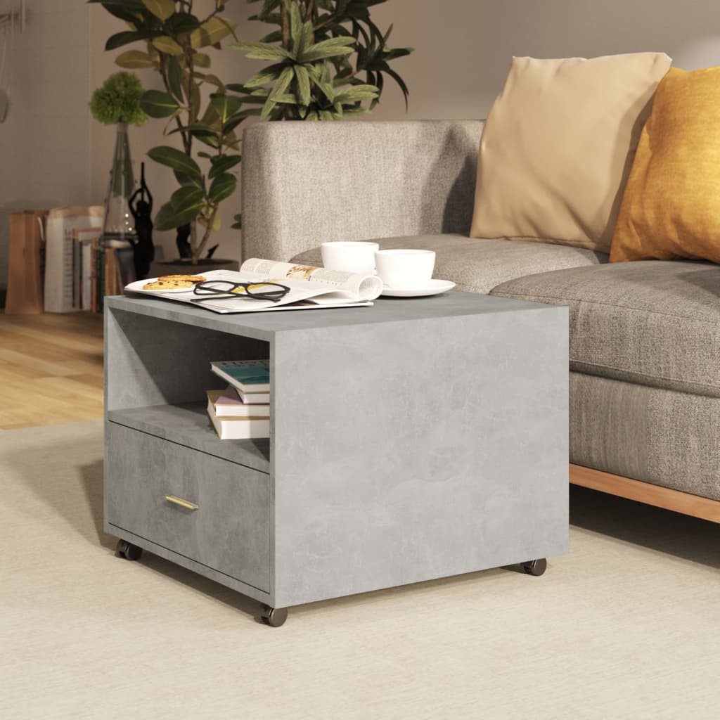 Table basse gris béton 55x55x40 cm bois d'ingénierie - XIOS