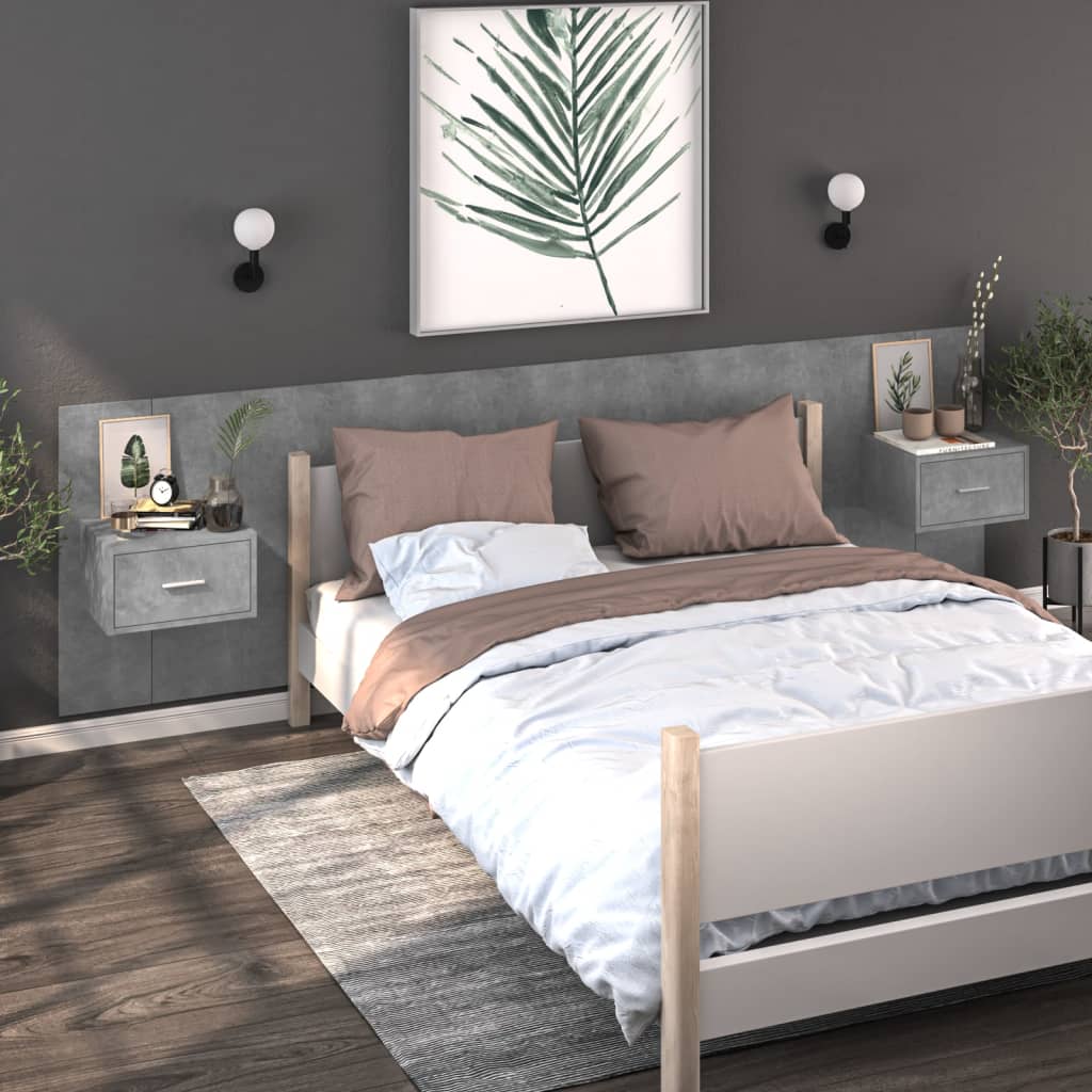 Tables de chevet murales 2 pcs Gris béton - XIOS