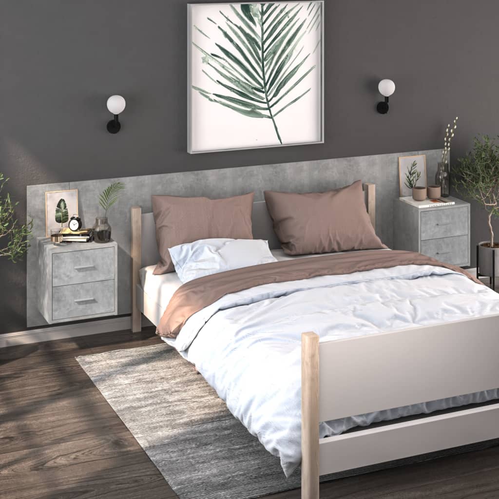 Tables de chevet murales 2 pcs Gris béton - XIOS
