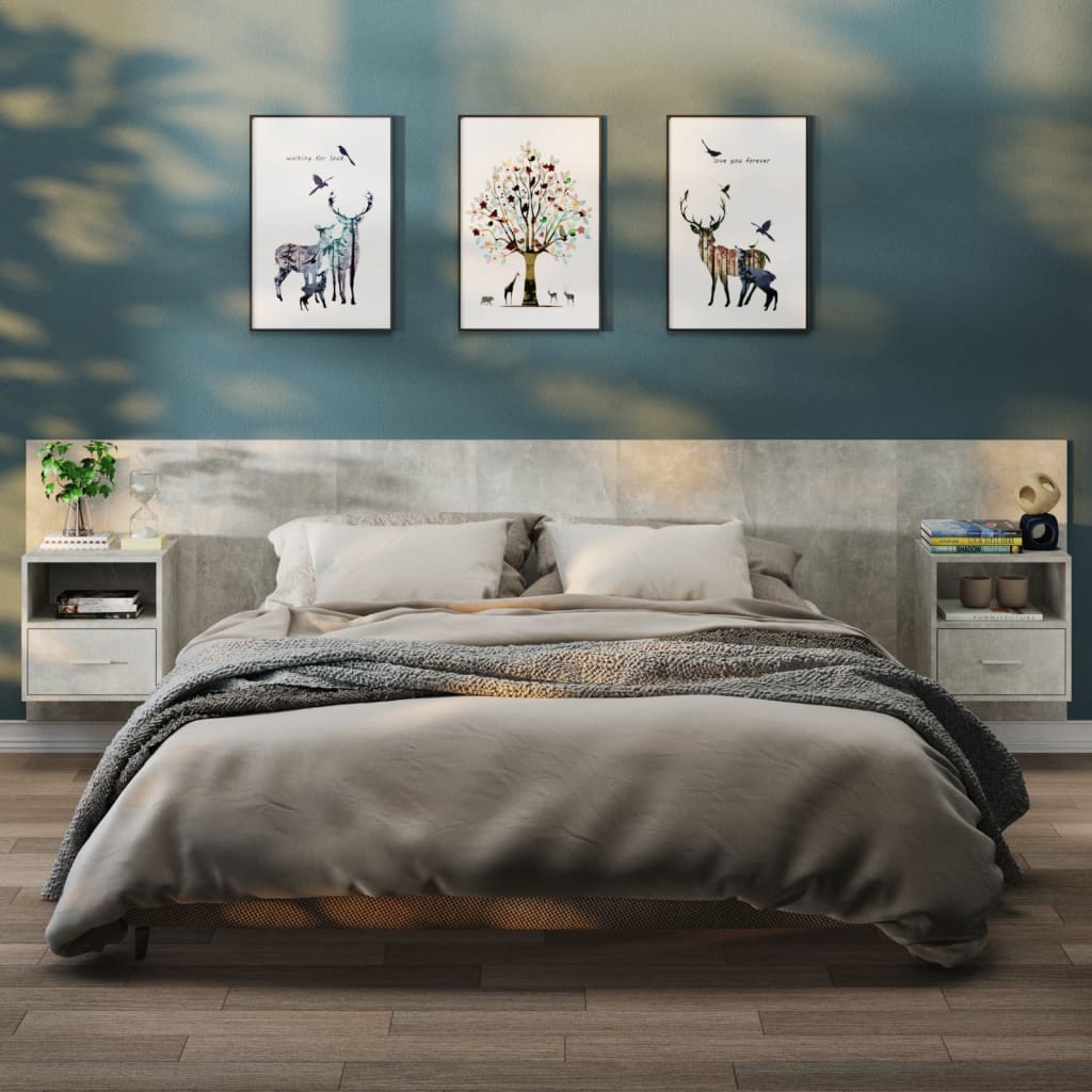 Tables de chevet murales 2 pcs Gris béton - XIOS