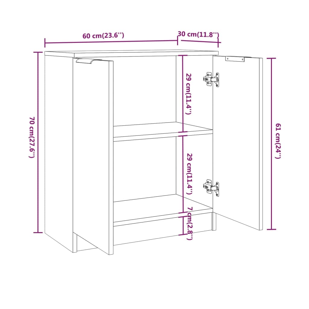 Buffet Blanc 60x30x70 cm Bois d'ingénierie - XIOS
