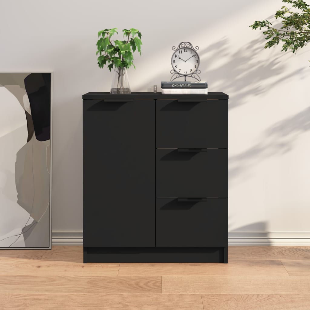 Buffet noir 60x30x70 cm bois d'ingénierie - XIOS