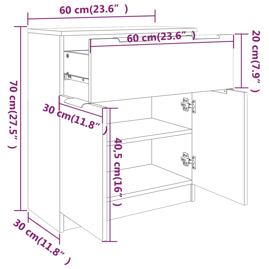 Buffet Blanc 60x30x70 cm Bois d'ingénierie - XIOS