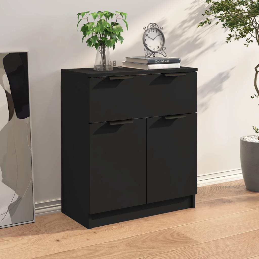 Buffet noir 60x30x70 cm bois d'ingénierie - XIOS