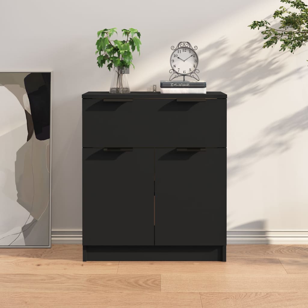 Buffet noir 60x30x70 cm bois d'ingénierie - XIOS