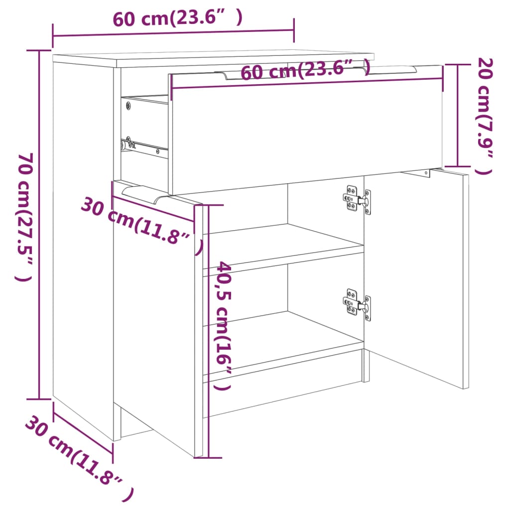 Buffet Gris béton 60x30x70 cm Bois d'ingénierie - XIOS