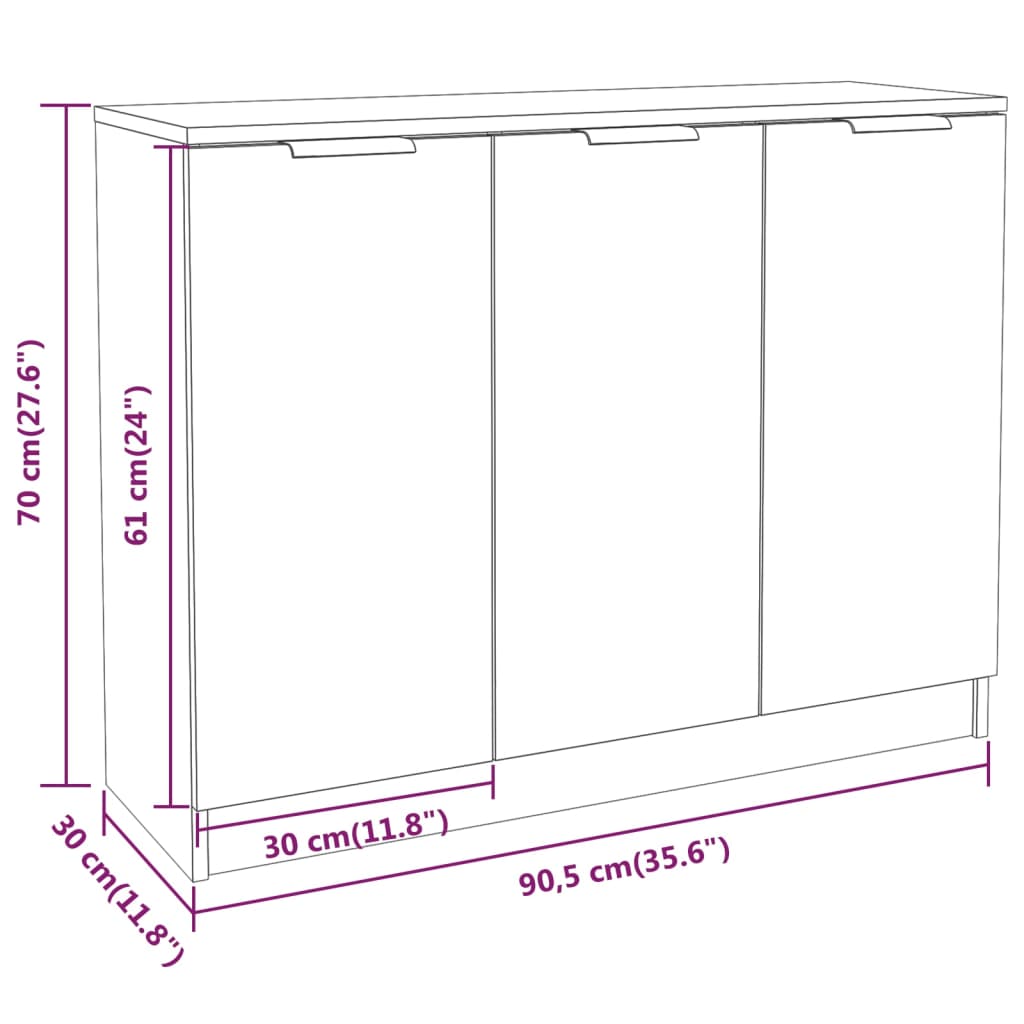 Buffet Gris béton 90,5x30x70 cm Bois d'ingénierie - XIOS