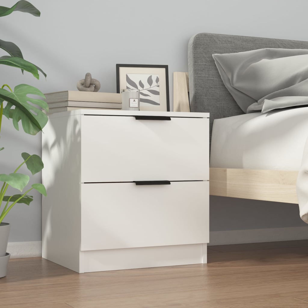 Tables de chevet 2 pcs Blanc Bois d'ingénierie - XIOS