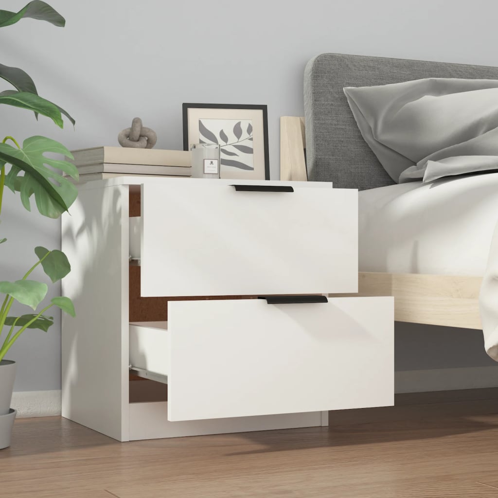 Tables de chevet 2 pcs Blanc Bois d'ingénierie - XIOS