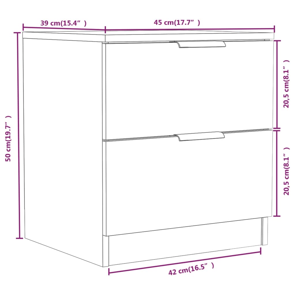 Tables de chevet 2 pcs Gris béton Bois d'ingénierie - XIOS