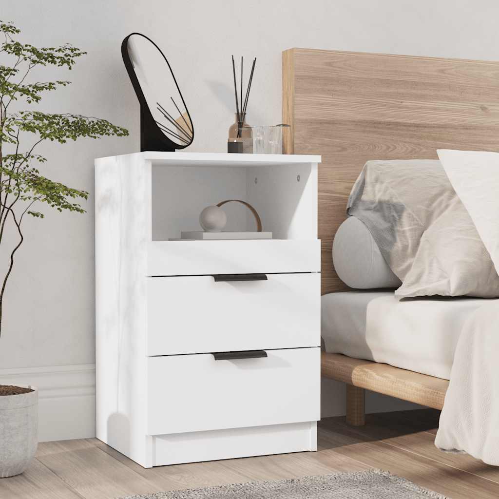 Tables de chevet 2 pcs Blanc Bois d'ingénierie - XIOS