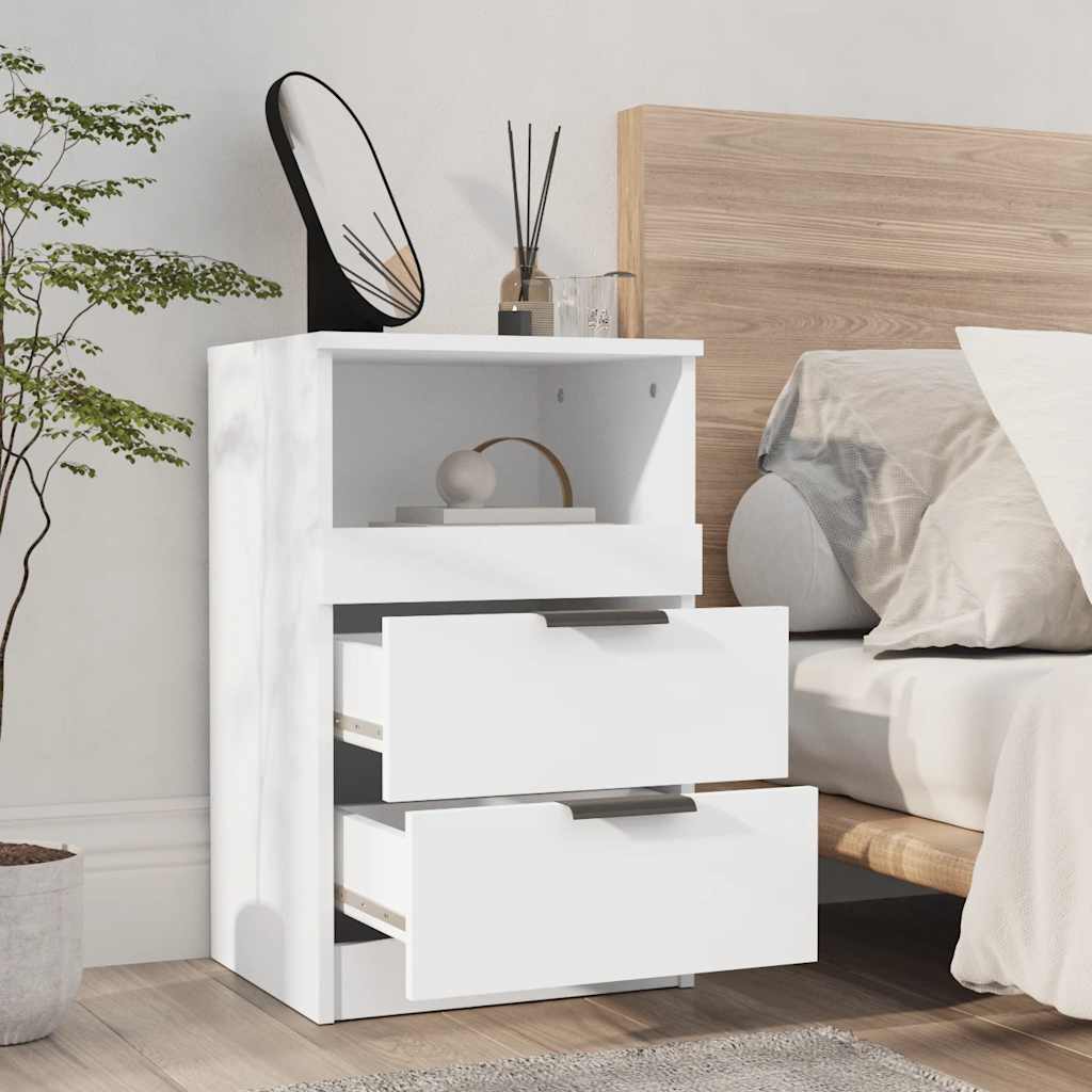 Tables de chevet 2 pcs Blanc Bois d'ingénierie - XIOS