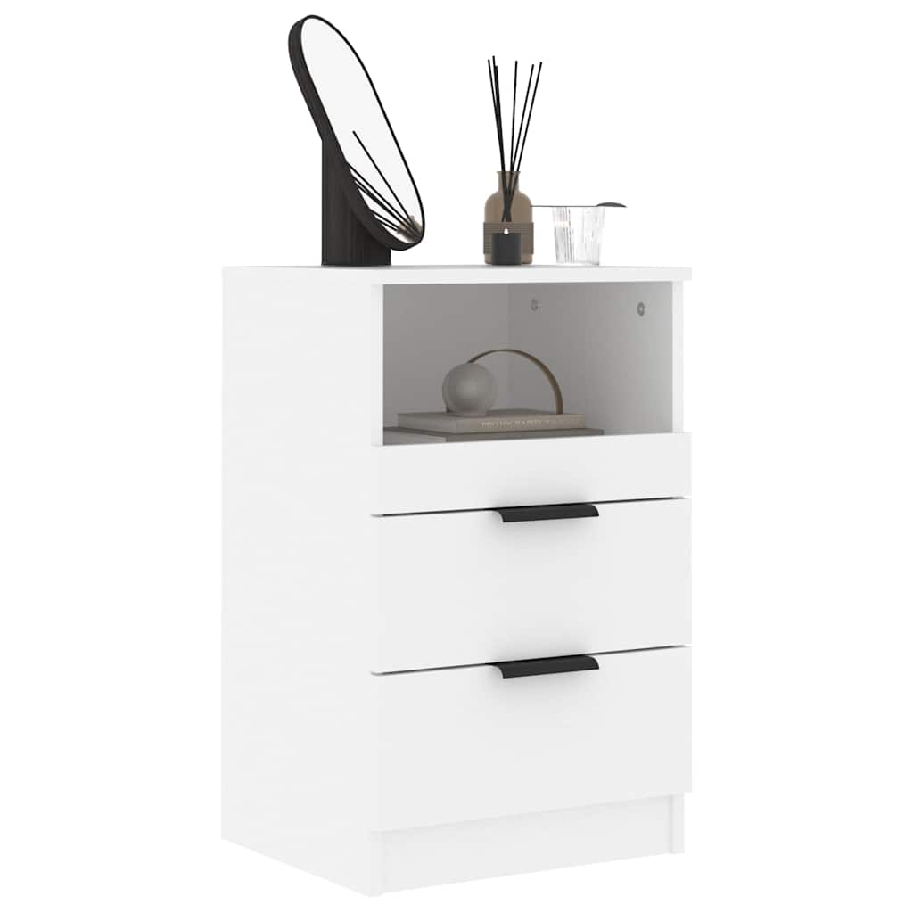 Tables de chevet 2 pcs Blanc Bois d'ingénierie - XIOS
