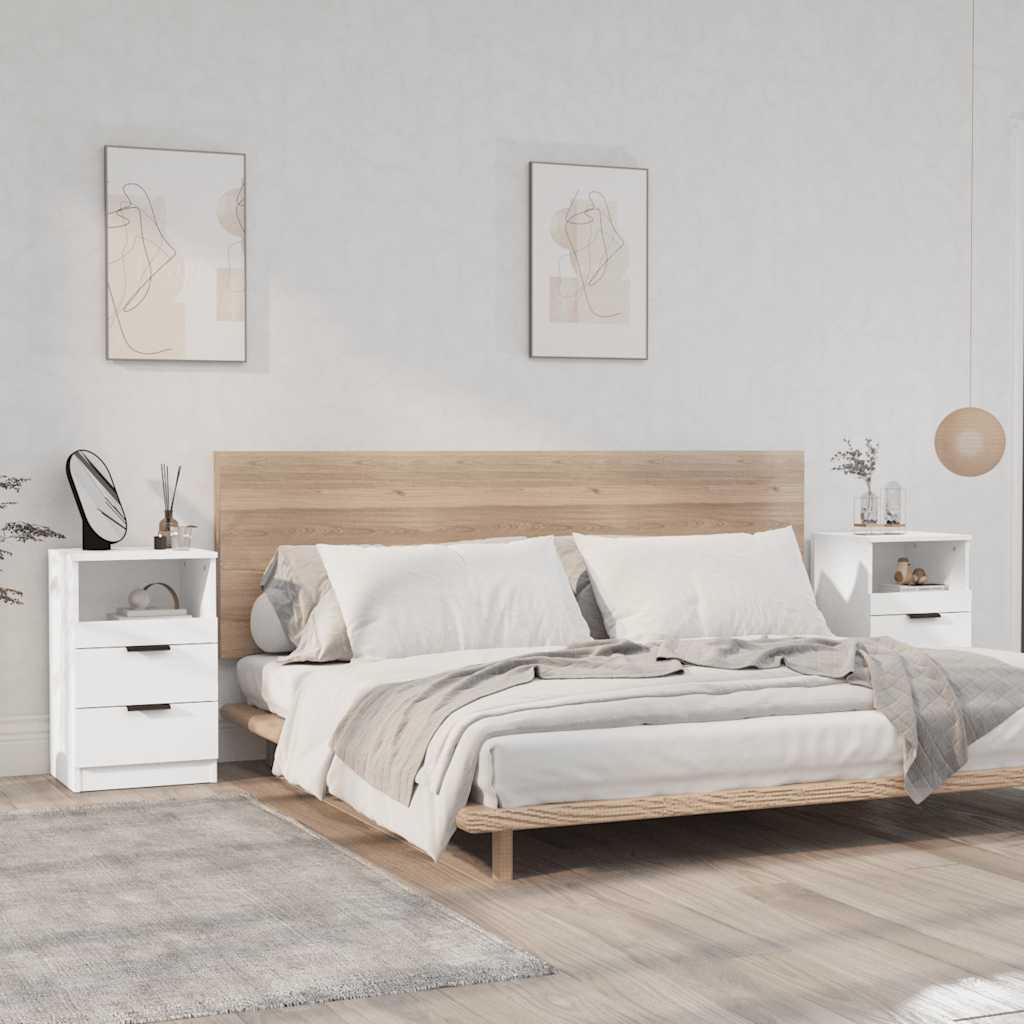Tables de chevet 2 pcs Blanc Bois d'ingénierie - XIOS