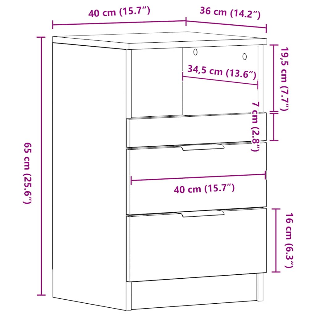 Tables de chevet 2 pcs Chêne Sonoma Bois d'ingénierie - XIOS
