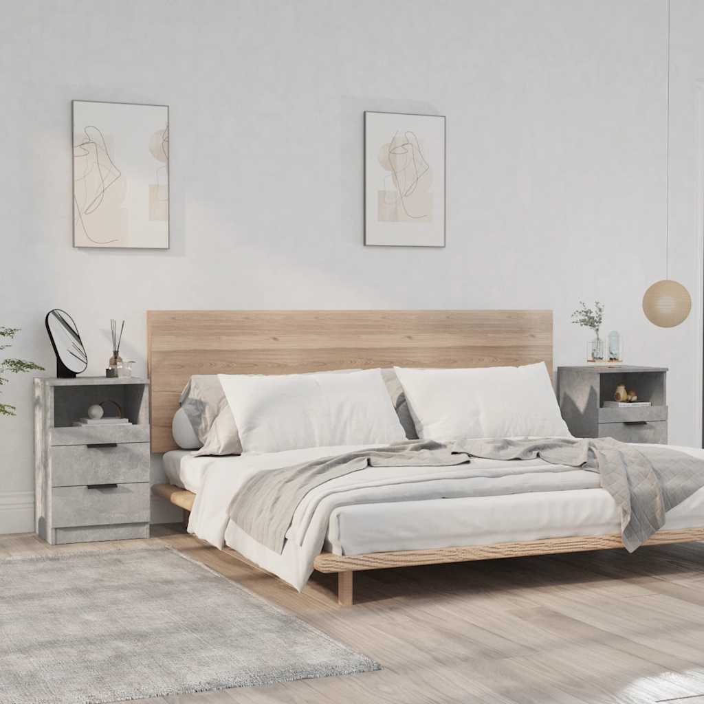 Tables de chevet 2 pcs Gris béton Bois d'ingénierie - XIOS