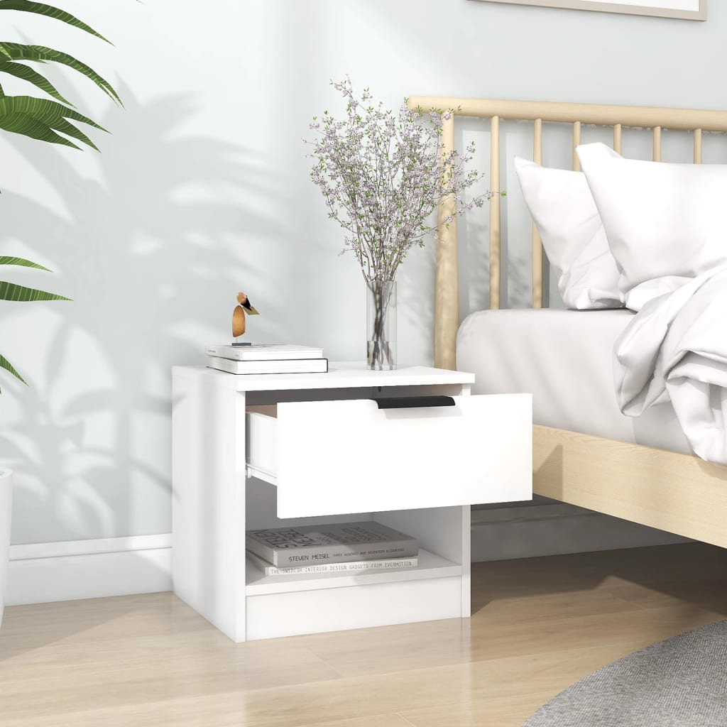 Tables de chevet 2 pcs Blanc Bois d'ingénierie - XIOS