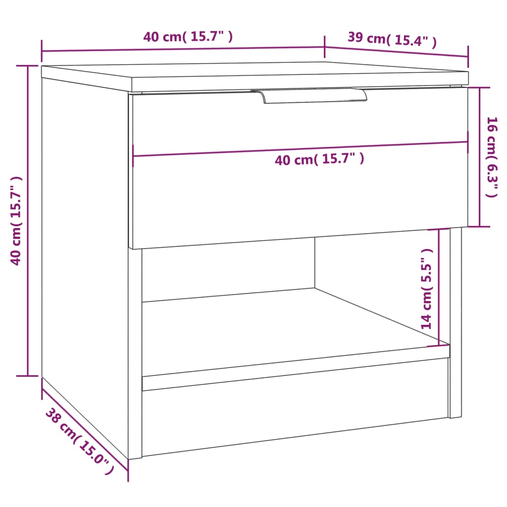 Tables de chevet 2 pcs Blanc Bois d'ingénierie - XIOS