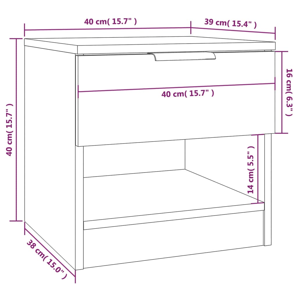 Tables de chevet 2 pcs Gris béton Bois d'ingénierie - XIOS