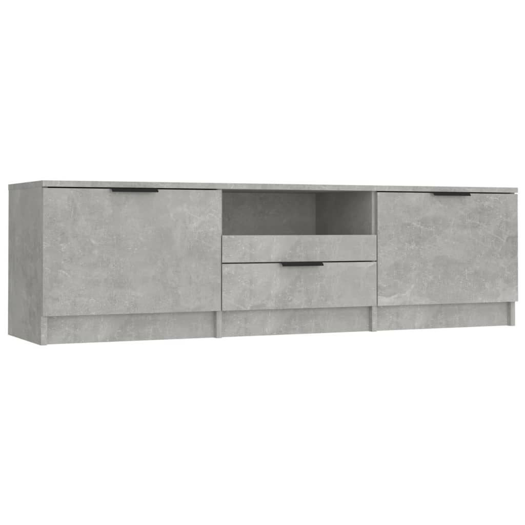 Meuble TV gris béton 140x35x40 cm bois d'ingénierie - XIOS