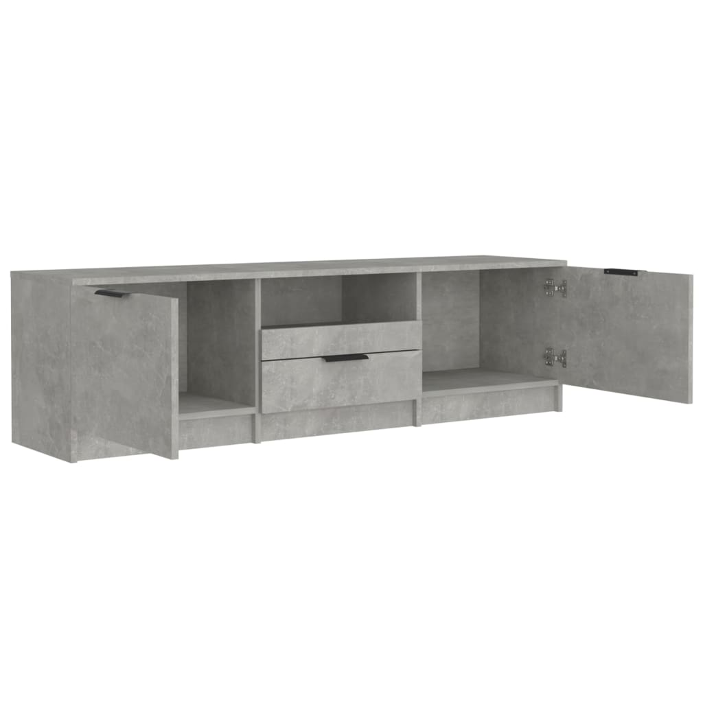 Meuble TV gris béton 140x35x40 cm bois d'ingénierie - XIOS